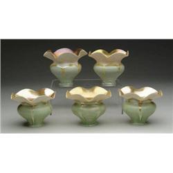 FIVE AMERICAN ART GLASS SHADES