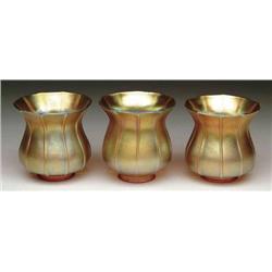 THREE QUEZAL ART GLASS SHADES