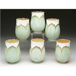 SIX QUEZAL DECORATED SHADES