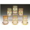 Image 1 : SIX DECORATED QUEZAL ART GLASS SHADES