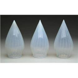 THREE OPALESCENT BULLET SHADES