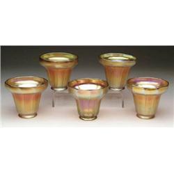 FIVE STEUBEN ART GLASS SHADES