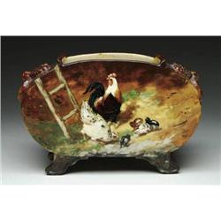 FABULOUS GALLE POTTERY FARMYARD SCENE VASE