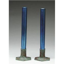 TWO ART GLASS BUD VASES