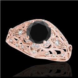 1.36 ctw VS Black Diamond Solitaire Ring 10K Rose Gold - REF-51F5N - SKU:34715