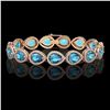 Image 1 : 20.3 ctw Swiss Topaz & Diamond Halo Bracelet 10K Rose Gold - REF-286M2F - SKU:41268