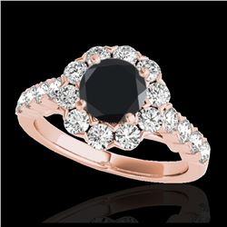2.35 ctw VS Black Diamond Solitaire Halo Ring 10K Rose Gold - REF-102H3M - SKU:33548
