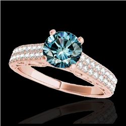 1.41 ctw SI Blue Diamond Solitaire Ring 10K Rose Gold - REF-132W3H - SKU:34699