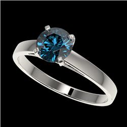 1.06 ctw Intense Blue Diamond Ring 10K White Gold - REF-127M5F - SKU:36520