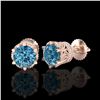 Image 2 : 2.04 ctw Fancy Intense Blue Diamond Art Deco Earrings 18K Rose Gold - REF-209Y3X - SKU:38098