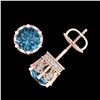 Image 3 : 2.04 ctw Fancy Intense Blue Diamond Art Deco Earrings 18K Rose Gold - REF-209Y3X - SKU:38098
