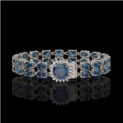 17.87 ctw London Topaz & Diamond Bracelet 14K White Gold - REF-186A9V - SKU:45629