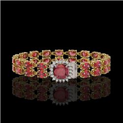 17.35 ctw Tourmaline & Diamond Bracelet 14K Yellow Gold - REF-237A8V - SKU:45613