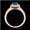 Image 2 : 1.60 ctw SI Fancy Blue Diamond Solitaire Halo Ring 10K Rose Gold - REF-126A8V - SKU:33676