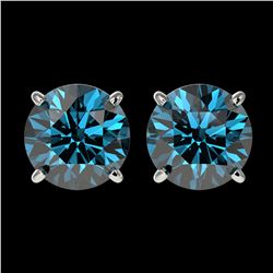 2.56 ctw Intense Blue Diamond Stud Earrings 10K White Gold - REF-315R2K - SKU:36686