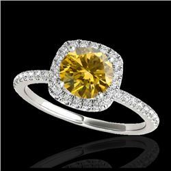 1.25 ctw SI/I Fancy Intense Yellow Diamond Ring 10K White Gold - REF-163N6A - SKU:33332