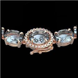 45.25 ctw Sky Blue Topaz & Diamond Necklace 14K Rose Gold - REF-200F2N - SKU:40287