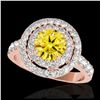 Image 1 : 3 ctw SI/I Fancy Intense Yellow Diamond Halo Ring 10K Rose Gold - REF-291W2H - SKU:34228