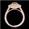 Image 2 : 3 ctw SI/I Fancy Intense Yellow Diamond Halo Ring 10K Rose Gold - REF-291W2H - SKU:34228