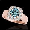Image 1 : 1.55 ctw SI Fancy Blue Diamond Halo Ring 10K Rose Gold - REF-130M9F - SKU:34244