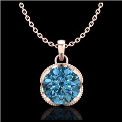 1.13 ctw Fancy Intense Blue Diamond Art Deco Necklace 18K Rose Gold - REF-123M6F - SKU:37426