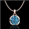 Image 1 : 1.13 ctw Fancy Intense Blue Diamond Art Deco Necklace 18K Rose Gold - REF-123M6F - SKU:37426