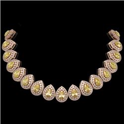 103.62 ctw Canary Citrine & Diamond Necklace 14K Rose Gold - REF-3002H4M - SKU:43242