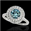 Image 1 : 1.50 ctw SI Fancy Blue Diamond Solitaire Halo Ring 10K White Gold - REF-122M7F - SKU:33356