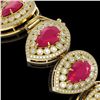 Image 3 : 56.04 ctw Ruby & Diamond Bracelet 14K Yellow Gold - REF-1520Y7X - SKU:43258