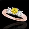 Image 1 : 2 ctw SI/I Fancy Intense Yellow Diamond 3 Stone Ring 10K Rose Gold - REF-262W4H - SKU:35447