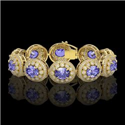 50.27 ctw Tanzanite & Diamond Bracelet 14K Yellow Gold - REF-1704W4H - SKU:43720