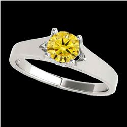 1.50 ctw SI/I Fancy Intense Yellow Diamond Ring 10K White Gold - REF-225X2R - SKU:35171