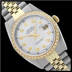 Rolex Men's Two Tone 14K Gold/SS, QuickSet, Diamond Dial & Diamond Bezel - REF-557K7T