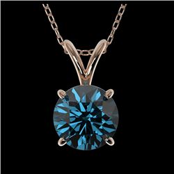 1.01 ctw Intense Blue Diamond Necklace 10K Rose Gold - REF-111X2R - SKU:36766
