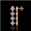 Image 2 : 4.01 ctw Princess Diamond Earrings 18K Rose Gold - REF-346K3W - SKU:42972