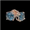 Image 3 : 1 ctw Intense Blue Diamond Stud Earrings 10K Rose Gold - REF-87M2F - SKU:33056