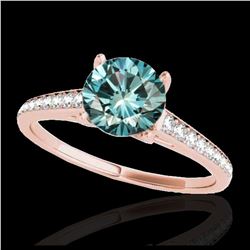 2 ctw SI Fancy Blue Diamond Solitaire Ring 10K Rose Gold - REF-238V6Y - SKU:34859