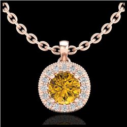1.10 ctw Intense Fancy Yellow Diamond Art Deco Necklace 18K Rose Gold - REF-167M6F - SKU:38002