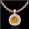 Image 1 : 1.10 ctw Intense Fancy Yellow Diamond Art Deco Necklace 18K Rose Gold - REF-167M6F - SKU:38002