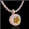 Image 3 : 1.10 ctw Intense Fancy Yellow Diamond Art Deco Necklace 18K Rose Gold - REF-167M6F - SKU:38002