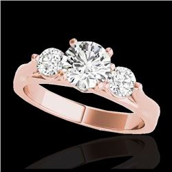 1.75 ctw H-SI/I Diamond 3 Stone Ring 10K Rose Gold - REF-181X4R - SKU:35377