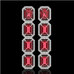 19.44 ctw Tourmaline & Diamond Halo Earrings 10K White Gold - REF-636N4A - SKU:41588