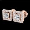 2.25 ctw Princess VS/SI Diamond Stud Earrings 18K Rose Gold - REF-272R7K - SKU:37170