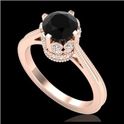 1.50 ctw Fancy Black Diamond Art Deco Ring 18K Rose Gold - REF-109F3N - SKU:37346