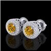 1.55 ctw Intense Fancy Yellow Diamond Art Deco Earrings 18K White Gold - REF-281X8R - SKU:37658