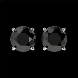 1.50 ctw Fancy Black Diamond Solitaire Stud Earrings 10K White Gold - REF-48A2V - SKU:33072