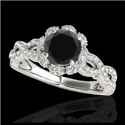 1.69 ctw VS Black Diamond Solitaire Halo Ring 10K White Gold - REF-66F8N - SKU:34108