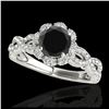 1.69 ctw VS Black Diamond Solitaire Halo Ring 10K White Gold - REF-66F8N - SKU:34108