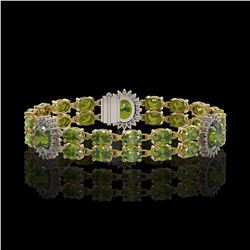 17.79 ctw Tourmaline & Diamond Bracelet 14K Yellow Gold - REF-212V3Y - SKU:44248