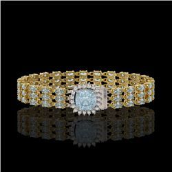 23.78 ctw Aquamarine & Diamond Bracelet 14K Yellow Gold - REF-306M9F - SKU:45904